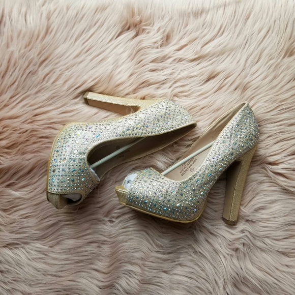 💕De Blossom Collection Gold Sparkly Pumps Size 8 - Picture 4 of 8